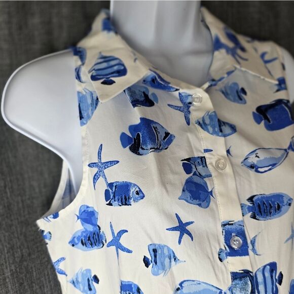 RACHEL ZOE Fish Print Midi Shirt Dress - Picture 6 of 12